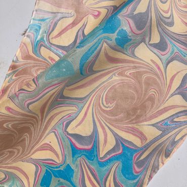 Turkish Ebru water marbled silk