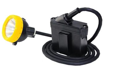 A portable rechargeable LED miner's lamp with battery pack.