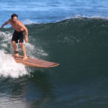 wooden surfboard longboard surfing Mexico