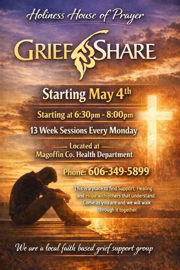 Grief support group starting May 4th at Magoffin Co. Health Department.