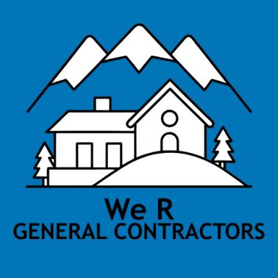 Logo for general contractors featuring a house and mountains.