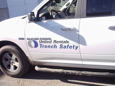 Truck Lettering with vinyl graphics. United Rentals, Worcester, MA