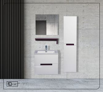 Set Mobilier Baie MDF Suspendat Dulapior Lateral 600 LUC Oglinda etajera lavoar soft close