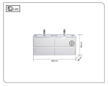 Mobilier Dublu Baie MDF soft close LUC 120 cm 1200 mm lavoar dublu sertar suspendat
