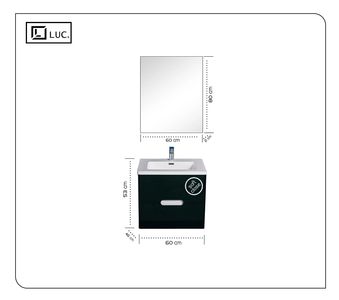 SET Mobilier Baie Negru MDF 600 soft close sertar oglinda black