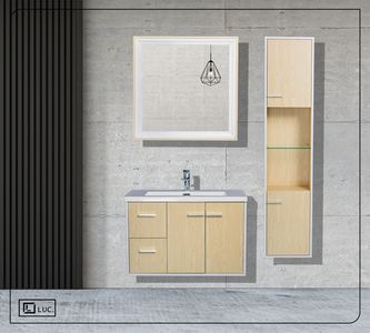 SET Mobilier Baie MDF dulapior lateral modern 800 aluminiu suspendat crem alb soft close