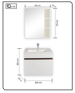 SET Mobilier Baie MDF Wenghe Alb 600 dulapior oglinda soft close LUC