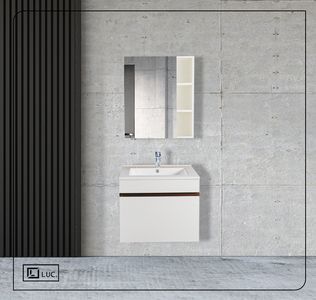 SET Mobilier Baie MDF Wenghe Alb 600 dulapior oglinda soft close LUC