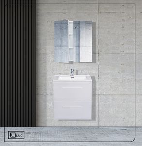 Set Mobilier Baie MDF LUC 600 soft close Gri gray dulapior suspendat lavor compozit Alb