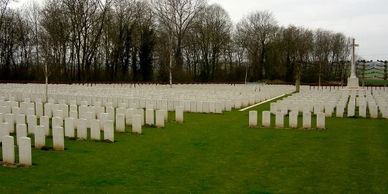 The Bucquoy Road CWGC cemetery in Pas de Calais, France holds twenty-nine Americans and American rel