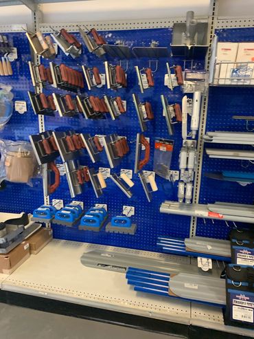 Concrete and masonry supplies on store shelves