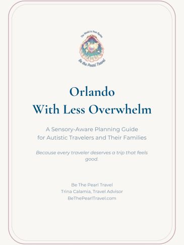 Cover of a sensory-aware travel guide for autistic travelers in Orlando.