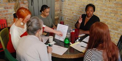 Roundtable breakout session at a training workshop for women in leadership