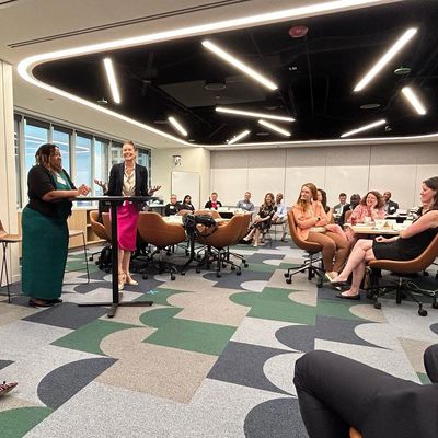 Delivering a keynote presentation
