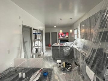 Interior paint prep with fresh wall and trim finish