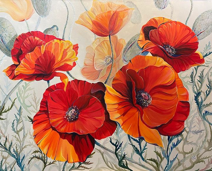 Modern Botanical Art, Poppies