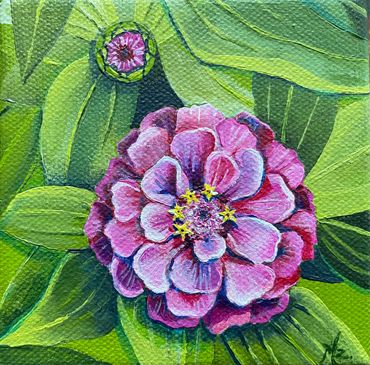 Modern Botanical Art, Miniature Zinnia