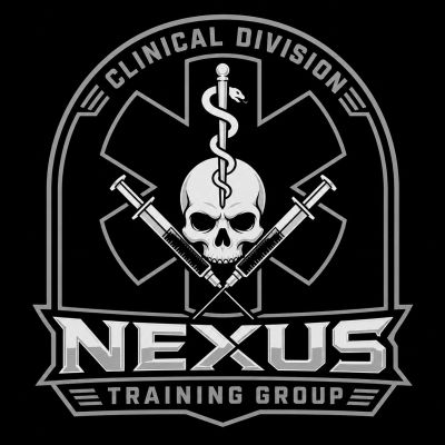 Emblem for Nexus Training Group Clinical Division with skull and medical symbols.