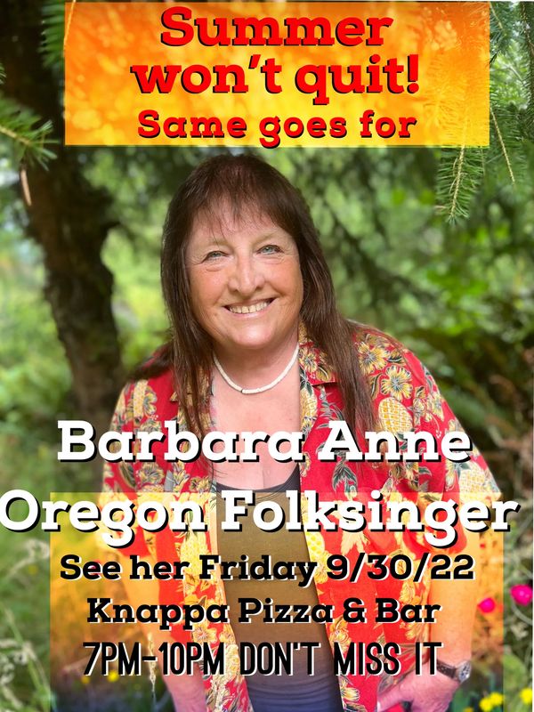 Barbara Anne Oregon Folksinger Posters
Folk Singer Songwriter Astoria Oregon Oregon Coast Live Music