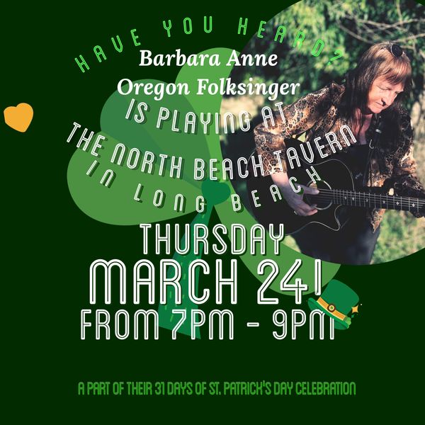 Barbara Anne Oregon Folksinger live at Long Beach Tavern March 24 7-9pm