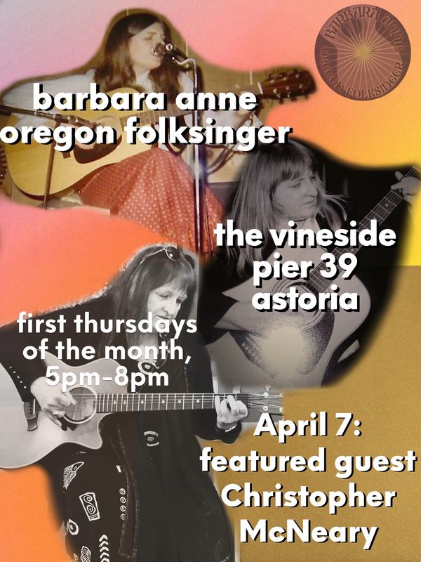 Barbara Anne Oregon Folksinger and Christopher McNeary play at The Vineside wine bar.