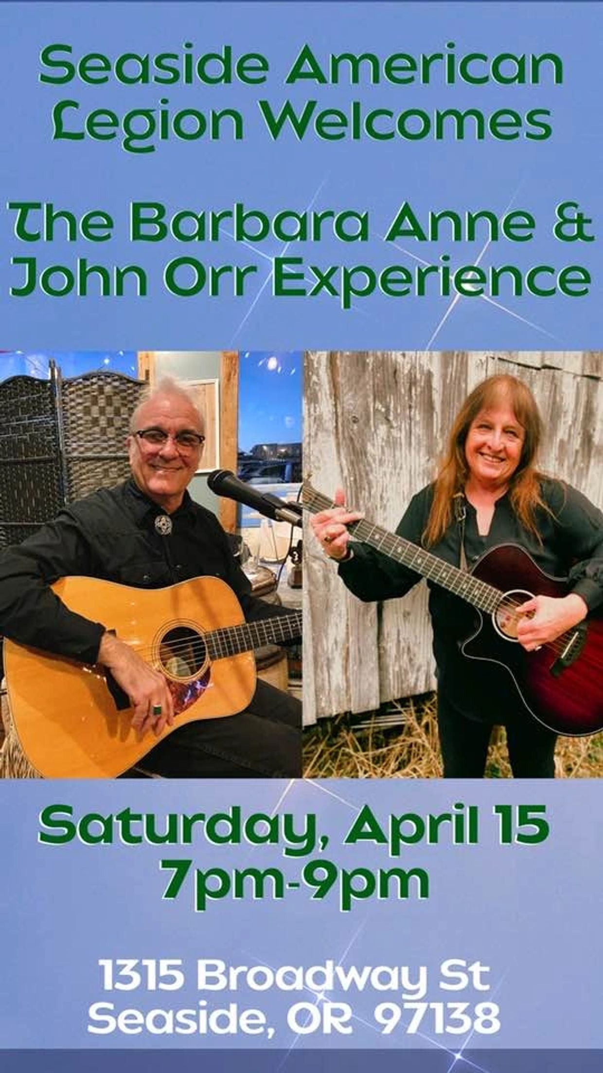 Barbara Anne and John with guitars