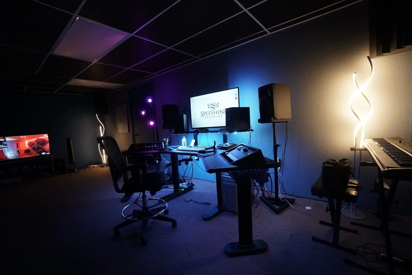 Music recording studio control room in south Austin, Texas.