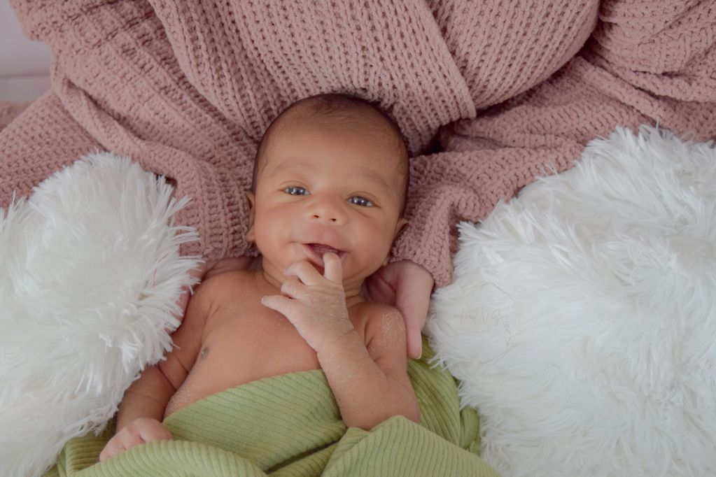 Newborn baby boy. single mom and baby boy