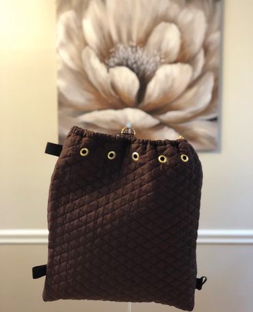 Brown Quilted Backpack with Two Way Shoulder Strap