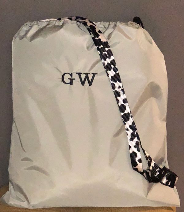 Silver Drawstring Backpack with Two Way Shoulder Straps