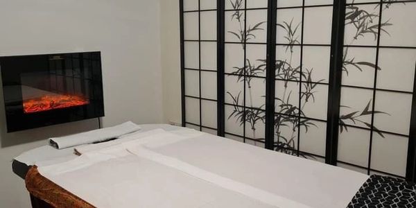 lovely warm room with custom  made bed extra wide