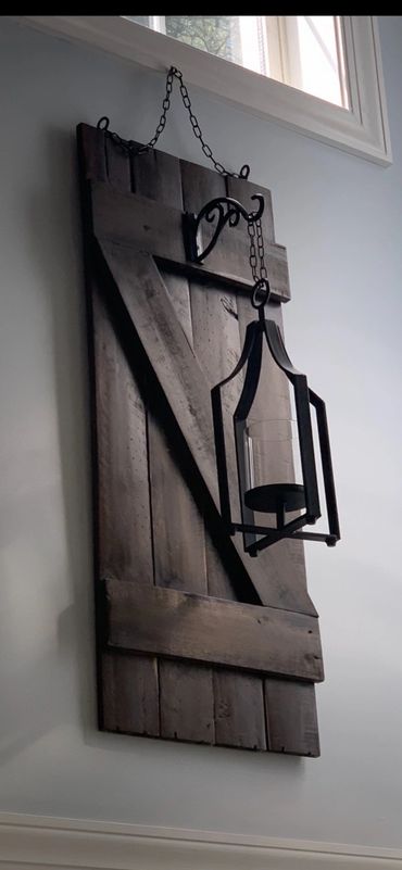 Large wood barn door Sconce with Glass Jar