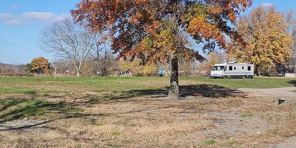 Campsites and trees in the fall at Seville campground