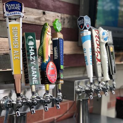 Eight different draft beers on tap