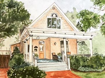Watercolor painting of a historic home