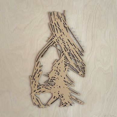 Dad by Marco Caridad, 2021 — laser-cut MDF matrix mounted on wood panel, evoking paternal identity
