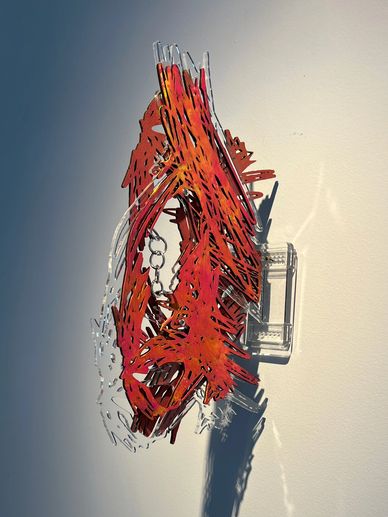 Soulmates by Marco Caridad, 2021 — linocut and monoprint on paper with metallic ink