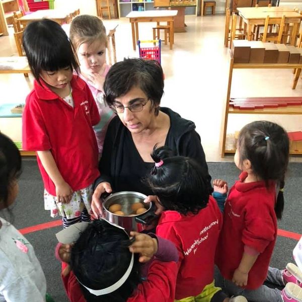 Montessori educator child care preschool. Child care Montessori preschool long daycare program.