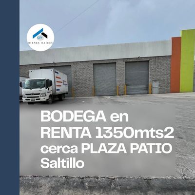 “Bodega en renta en Saltillo sur, 1,350 m² con andén de carga cerca de Plaza Patio”