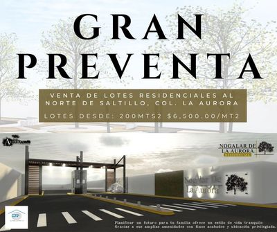 “Terrenos en venta en Saltillo, lotes desde 200 m² con financiamiento y plusvalía”