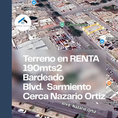 “Terreno en renta en Colonia Virreyes Saltillo, 190 m² bardado cerca de Blvd. Nazario Ortiz Garza”