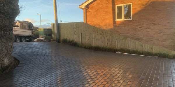 Charcoal brick paving