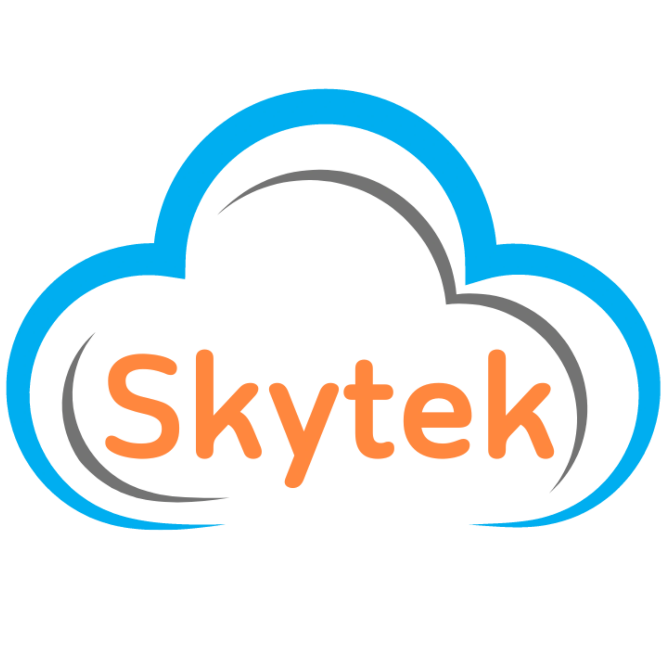 Skytek Logo Blue Cloud Orange SKYTEK letters