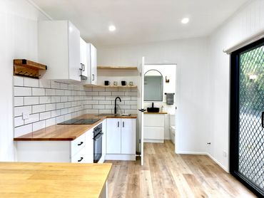 Kitchen renovation in portable tiny home cairns