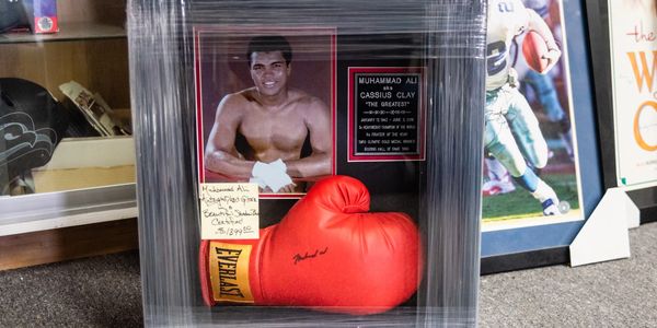 A red color gloves of a professional fighter