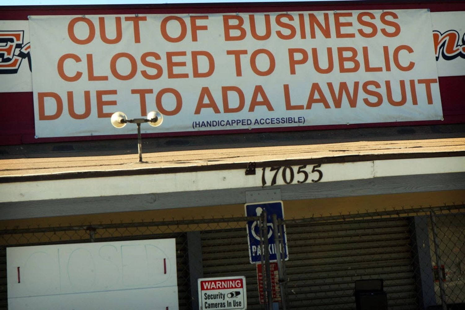 Business with sign closed due to ADA lawsuit