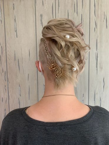 Updo on short hair Mohawk
