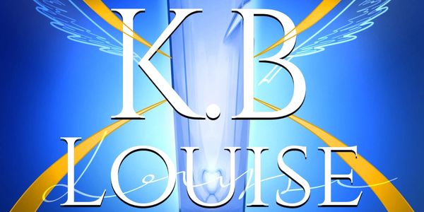 K.B Louise logo with glowing blue background.