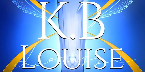 K.B Louise logo with glowing blue background.