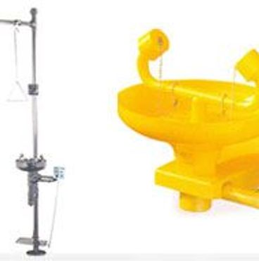Industrial safety equipment: safety shower and eye wash station.